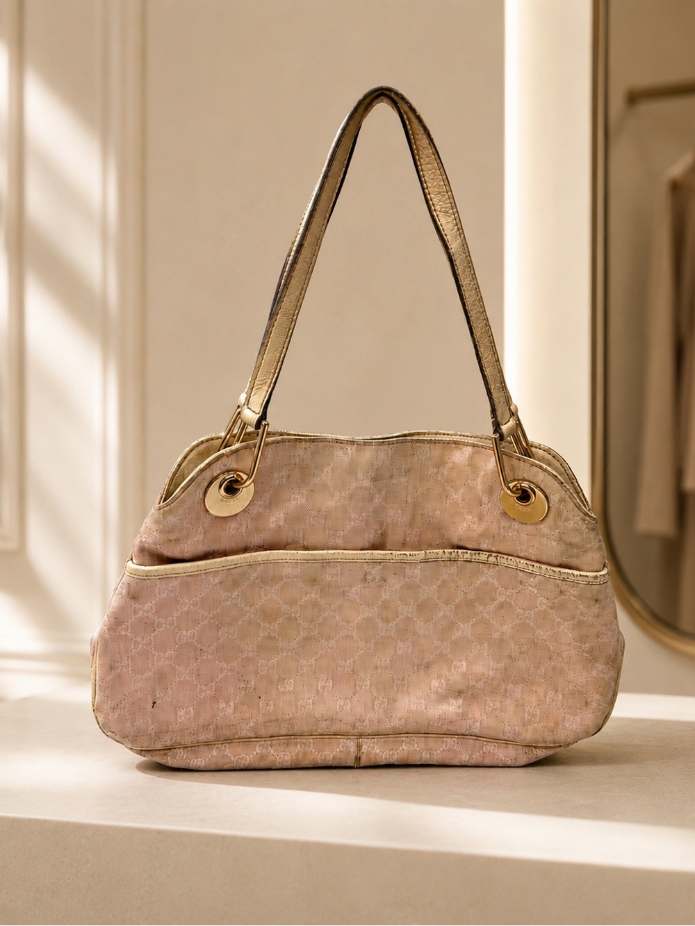 Gucci Pink GG Canvas Eclipse Shoulder Bag | Fair/Poor Condition - Picture 2 of 13
